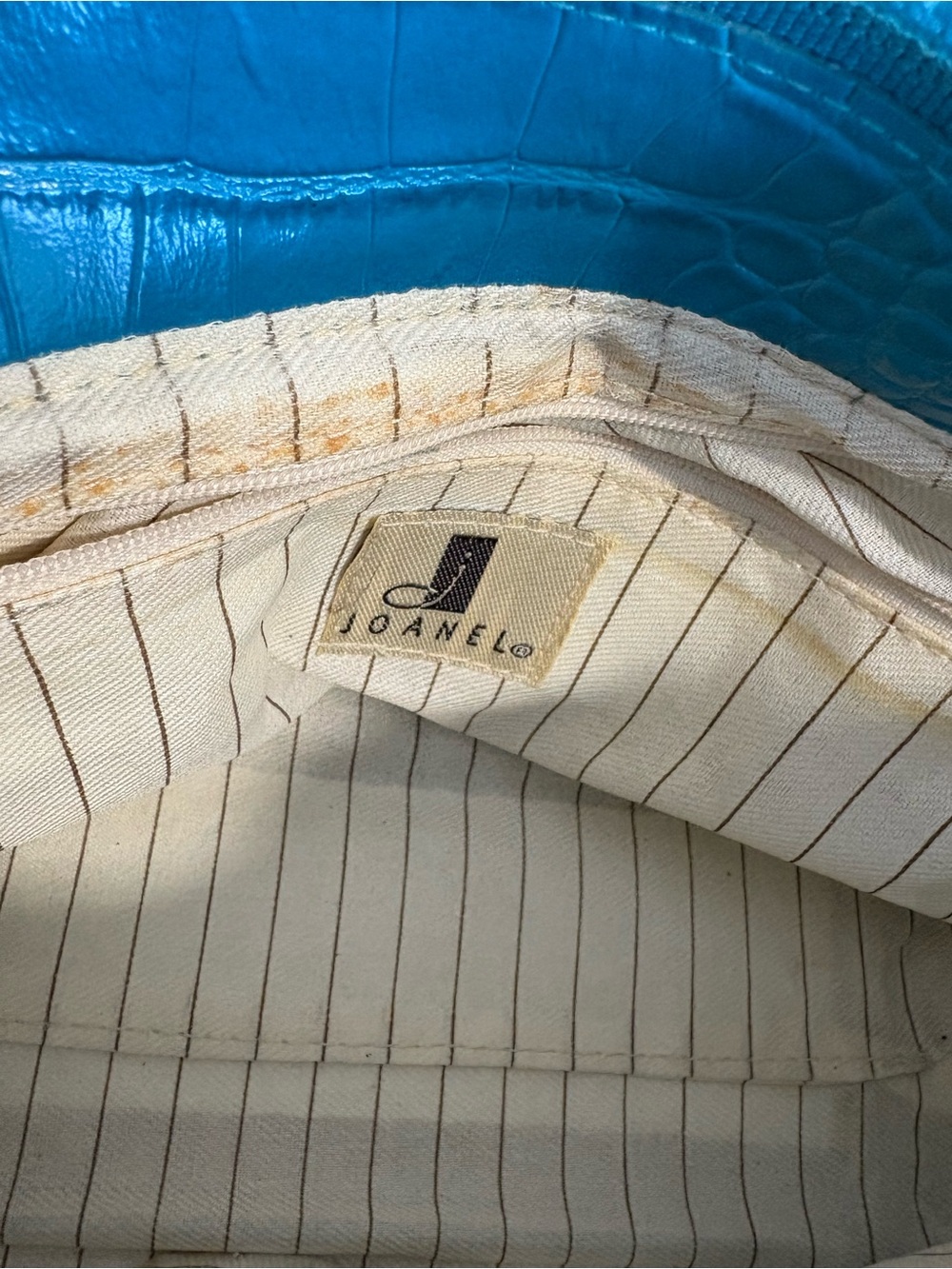 Y2K Joanel Teal Croc-Embossed Leather Shoulder Bag - Picture 11 of 15